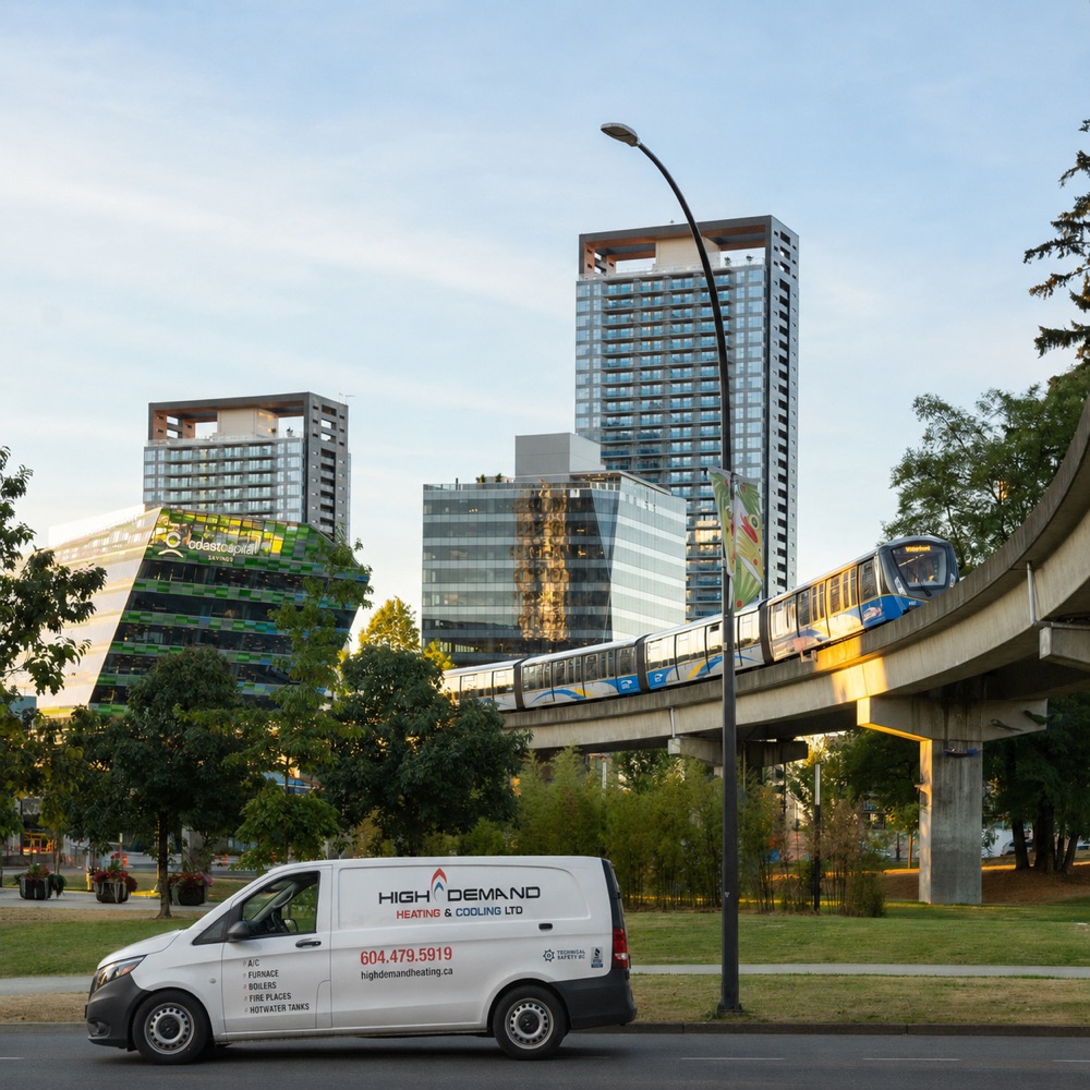 High Demand Heating service van near Surrey Central in Surrey, British Columbia